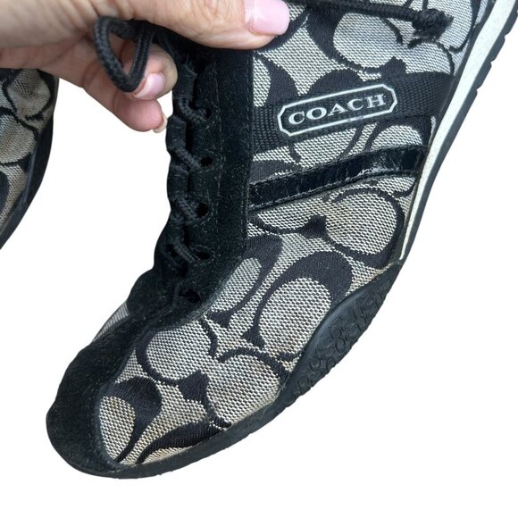 Coach Signature Katelyn Jacquard Logo Lace Up Black Sneakers Size 8 M - Picture 4 of 15